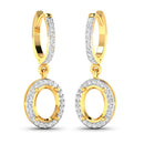 0.32 Carat Genuine White Diamond 14K Yellow Gold Semi Mount Earrings - holds 8x6mm Oval Gemstones-3