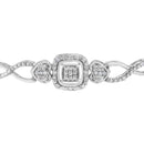 .925 Sterling Silver Diamond Cushion Frame Heart-Sides Twist 4â€-10â€ Adjustable Bolo Tennis Bolo Bracelet (I-J Color, I3 Clarity)-4