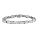 14K White Gold 2-1/2 Cttw Round-Brilliant & Baguette Cut Diamond 7" Alternating Flared Links Tennis Bracelet (H-I Color, SI1-SI2 Clarity)-1