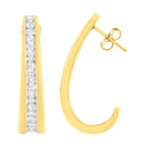 10K Yellow Gold 1 cttw Channel Set Diamond J-Hoop Earrings (H-I Clarity, I1-I2 Color)-2