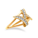 14K Yellow Gold Plated .925 Sterling Silver 1/4 Cttw Diamond Interlocking Bypass Ring (I-J Color, I1-I2 Clarity) - Size 7-4