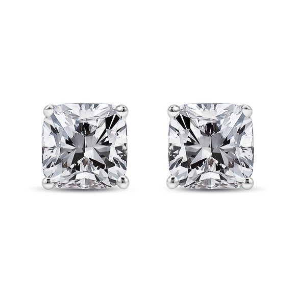 14K White Gold 1 1/2 Cttw Clarity Enhanced Princess Cut Diamond Solitaire Stud Earrings (I-J Color, I1-I2 Clarity)