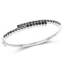 4.00 Carat Genuine Black Diamond .925 Sterling Silver Bangle-1