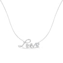 .925 Sterling Silver 1/4 Cttw Diamond Cursive "Love" 18" Pendant Necklace (H-I Color, I1-I2 Clarity)-2