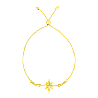 14k Yellow Gold Adjustable Bracelet with Star - 0