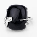 21.04 Carat Genuine Black Onyx and White Topaz .925 Sterling Silver Ring-4