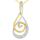 Espira 10K Two-Tone Gold Round Cut Diamond Sparkling Spiral Pendant Necklace (1/6 cttw, J-K Color, I2-I3 Clarity)-2