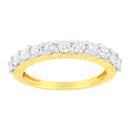 IGI Certified 1.0 Cttw Diamond 10K Yellow Gold Prong Set Fluted Band Style Wedding Ring (J-K Color, I1-I2 Clarity) - Size 7-1