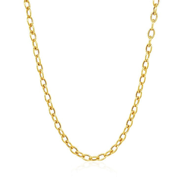 3.5mm 14k Yellow Gold Pendant Chain with Textured Links - 0