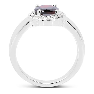 2.58 Carat Genuine  Garnet and White Topaz .925 Sterling Silver Ring - 0