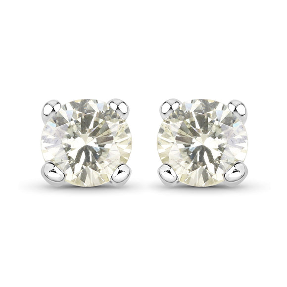 0.71 Carat Genuine White Diamond 14K White Gold Earrings