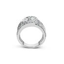 10K White Gold 2 1/2 Cttw Round and Baguette-Cut Diamond Multi-Row Bypass Ring (J-K Color, I2-I3 Clarity) - Ring Size 7-5