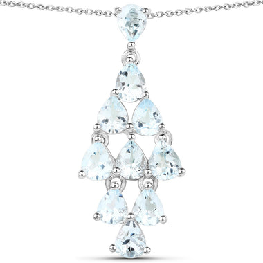 2.20 Carat Genuine Aquamarine .925 Sterling Silver Pendant