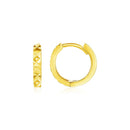 14k Yellow Gold Petite Round Hoop Earrings with Geometric Texture-1