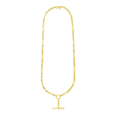 14k Yellow Gold Alternating Oval and Round Chain Necklace with Toggle