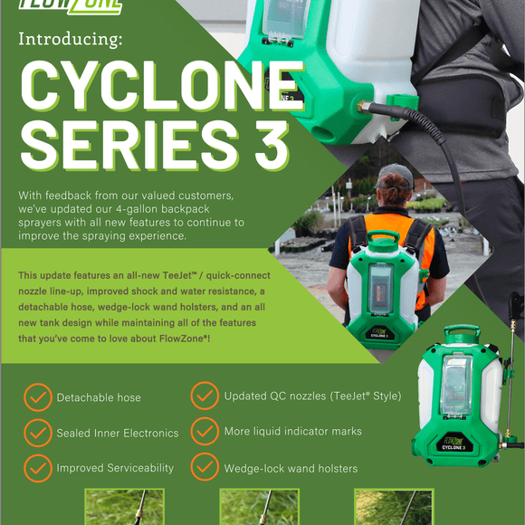 FlowZone Backpack Sprayer - Cyclone 3 Battery Operated