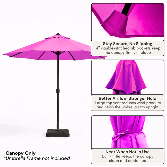 9ft Market Patio Umbrella 8 Rib Replacement Canopy Fuchsia
