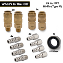 Hi-Flo Quick Connect Air Fittings | Plug & Coupler Kit - 1/4" NPT (Set of 12)-2