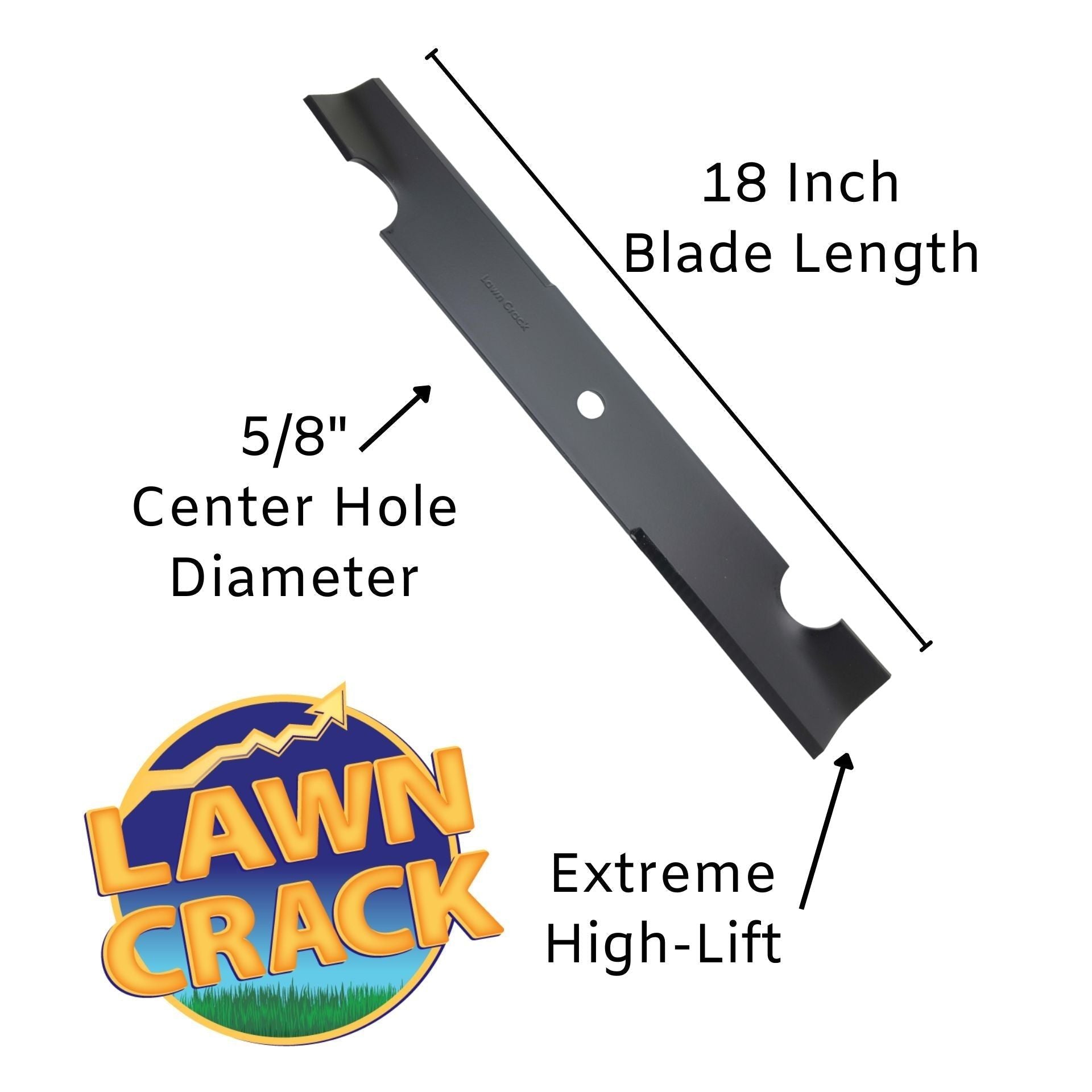 36" & 52" Mower High-Lift Blade (18" Long, 5/8" Hole) Hardened Steel