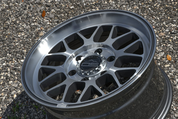 Overland Sector Hyperdrive Flow Formed 17x8.5 +25 5x108/5x114.3 73.1mm Gloss Gun Metal/Machined Face