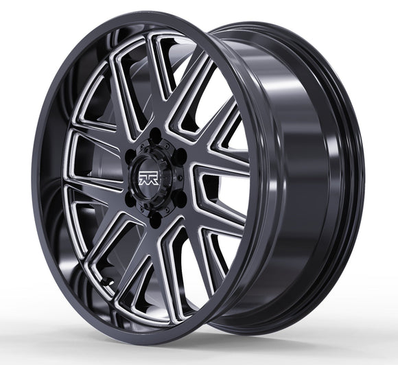20x10 Mudder Trucker MT704 Asphalt Black Milled 6x139.7 6x5.5 ET-24 Wheel