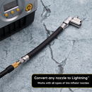 Lightning L2X Tire Inflator Hose Extension Self-Locking Nozzle | Patented Lock-on Air Hose Adapter for Tire Pumps (Open Flow)-10
