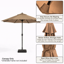 9ft Market Patio Umbrella 8 Rib Replacement Canopy Mocha Mousse-3
