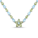 29.48 Carat Genuine Blue Topaz and Peridot .925 Sterling Silver Necklace-3