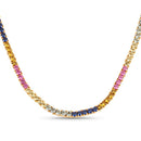 11.65 Carat Created Multi Sapphire .925 Sterling Silver Necklace-4