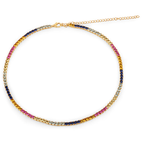 11.65 Carat Created Multi Sapphire .925 Sterling Silver Necklace