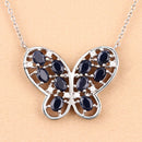 2.16 Carat Genuine Blue Sapphire and White Zircon .925 Sterling Silver Necklace-9