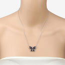 2.16 Carat Genuine Blue Sapphire and White Zircon .925 Sterling Silver Necklace-10