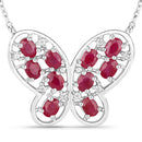 2.36 Carat Genuine Ruby and White Zircon .925 Sterling Silver Necklace-5