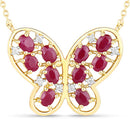 2.36 Carat Genuine Ruby and White Zircon .925 Sterling Silver Necklace-5