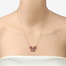 2.36 Carat Genuine Ruby and White Zircon .925 Sterling Silver Necklace-10