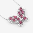 2.36 Carat Genuine Ruby and White Zircon .925 Sterling Silver Necklace-8