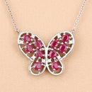 2.36 Carat Genuine Ruby and White Zircon .925 Sterling Silver Necklace-9