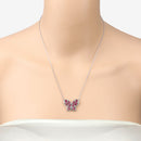 2.36 Carat Genuine Ruby and White Zircon .925 Sterling Silver Necklace-10