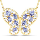1.86 Carat Genuine Tanzanite and White Zircon .925 Sterling Silver Necklace-5