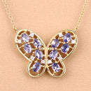 1.86 Carat Genuine Tanzanite and White Zircon .925 Sterling Silver Necklace-9