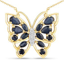 2.94 Carat Genuine Blue Sapphire and White Zircon .925 Sterling Silver Necklace-5