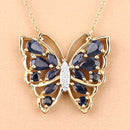 2.94 Carat Genuine Blue Sapphire and White Zircon .925 Sterling Silver Necklace-9