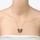 2.94 Carat Genuine Blue Sapphire and White Zircon .925 Sterling Silver Necklace-10