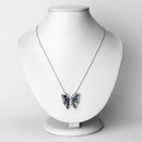 2.94 Carat Genuine Blue Sapphire and White Zircon .925 Sterling Silver Necklace-6