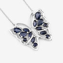 2.94 Carat Genuine Blue Sapphire and White Zircon .925 Sterling Silver Necklace-8