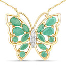 2.60 Carat Genuine Emerald and White Zircon .925 Sterling Silver Necklace-5