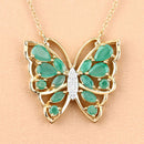 2.60 Carat Genuine Emerald and White Zircon .925 Sterling Silver Necklace-9