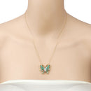 2.60 Carat Genuine Emerald and White Zircon .925 Sterling Silver Necklace-10