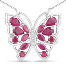 2.88 Carat Genuine Ruby and White Zircon .925 Sterling Silver Necklace-5
