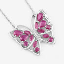 2.88 Carat Genuine Ruby and White Zircon .925 Sterling Silver Necklace-8